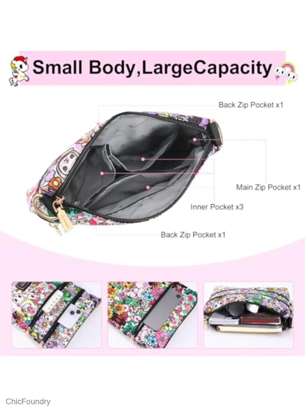 Small Crossbody Phone Bag with 7 Pockets Water-Resistant Canvas